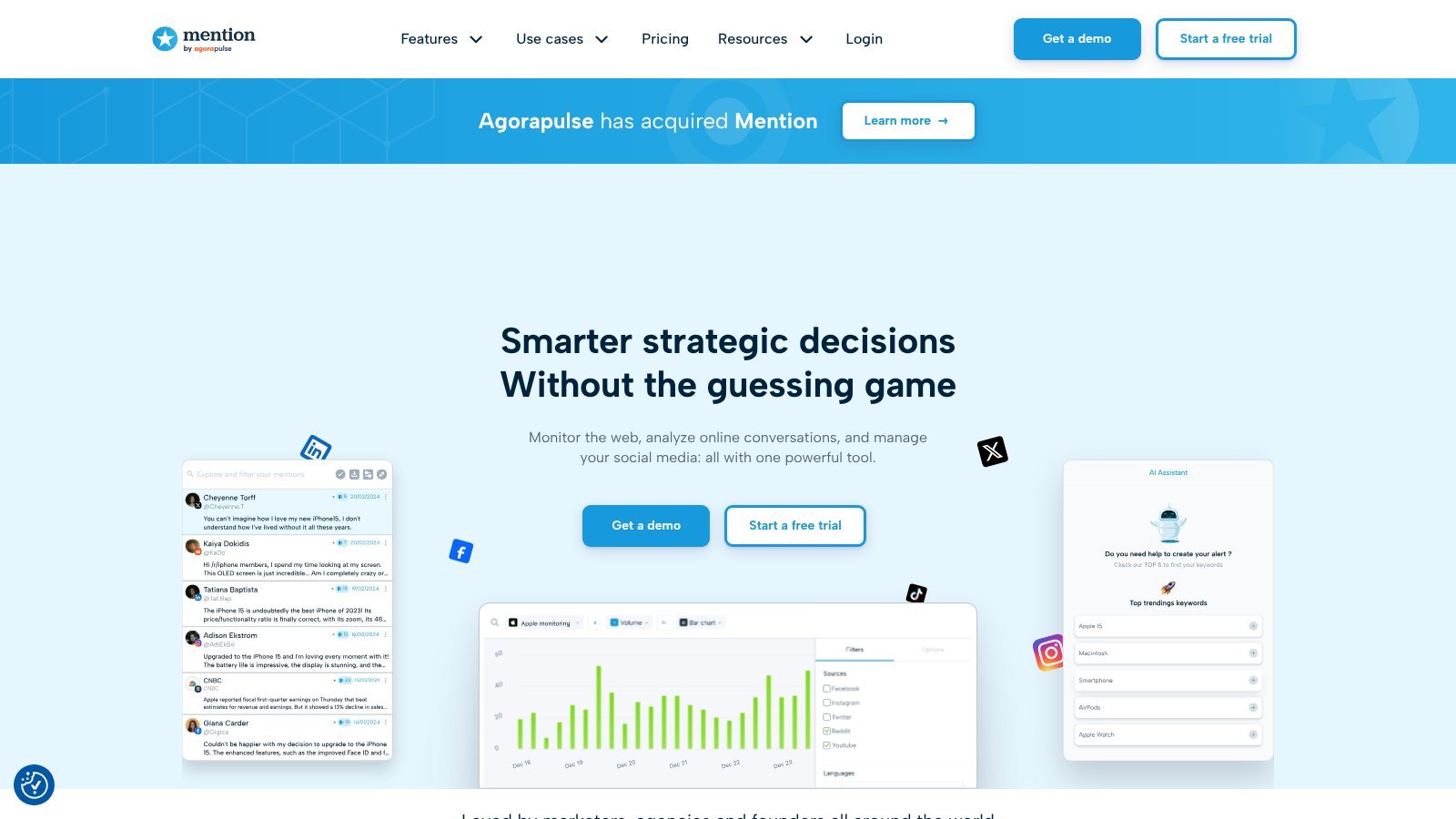 Mention by Agorapulse brand monitoring homepage