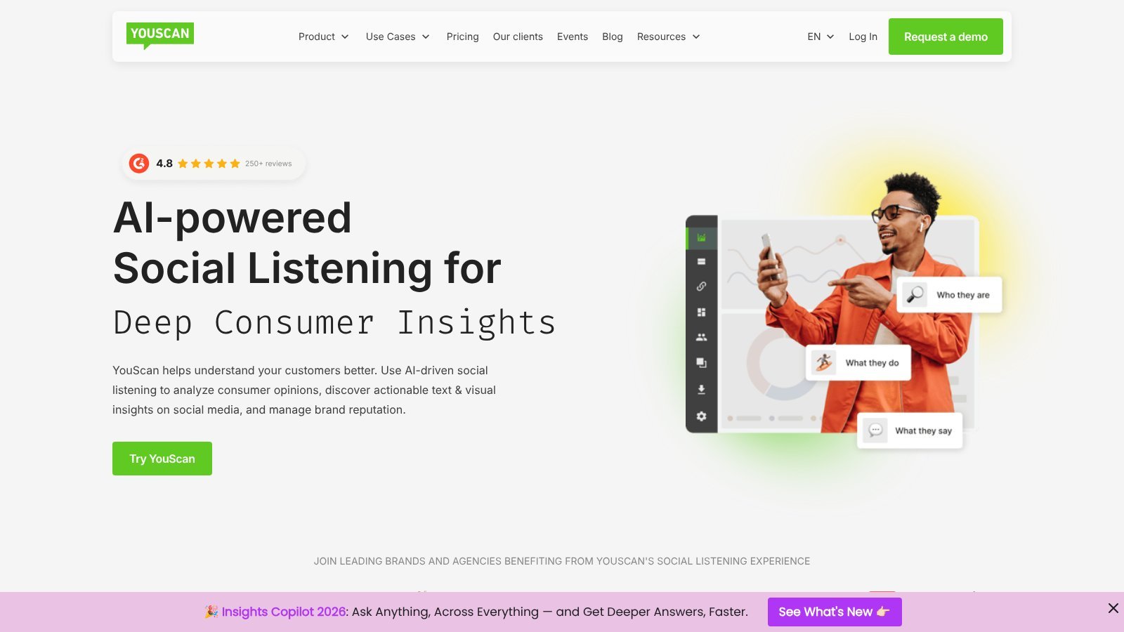 YouScan visual social listening homepage