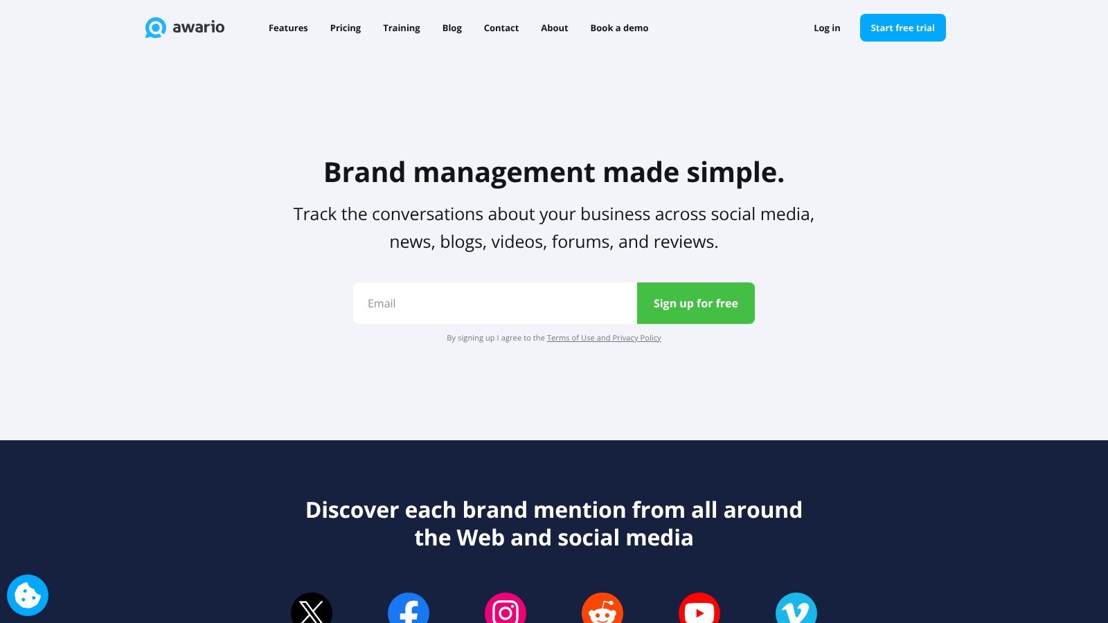 Awario brand monitoring homepage