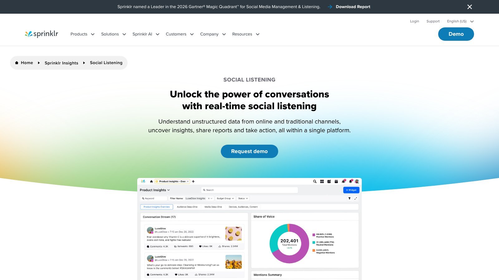 Sprinklr social listening tool