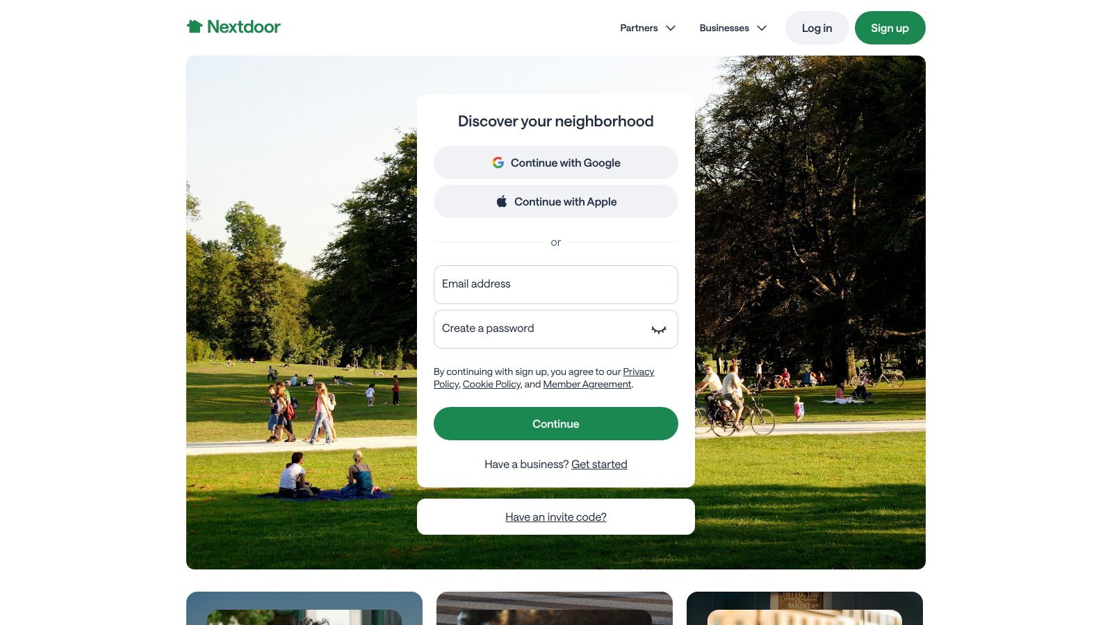 Nextdoor homepage