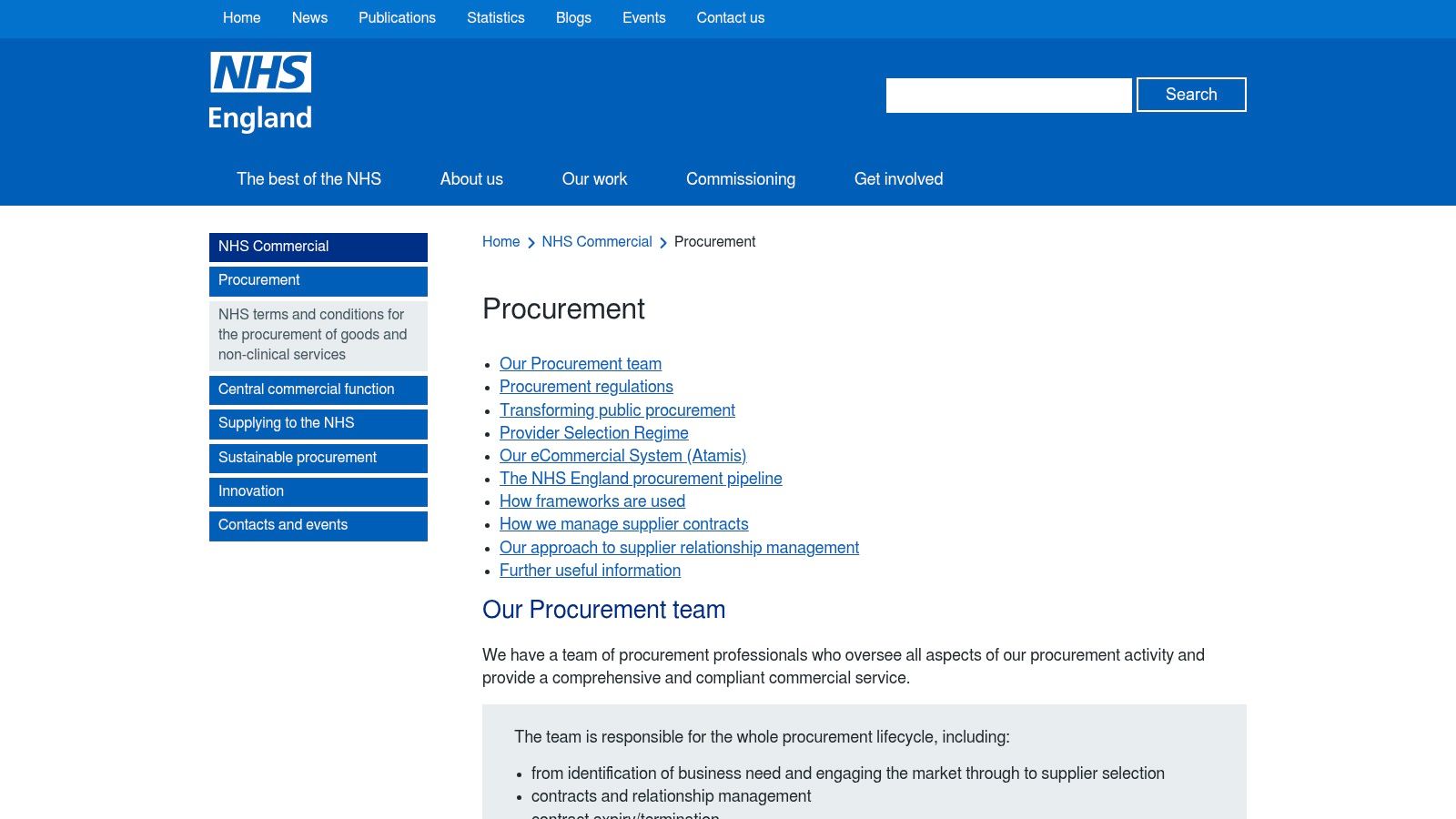NHS Health Family eCommercial System (Atamis)