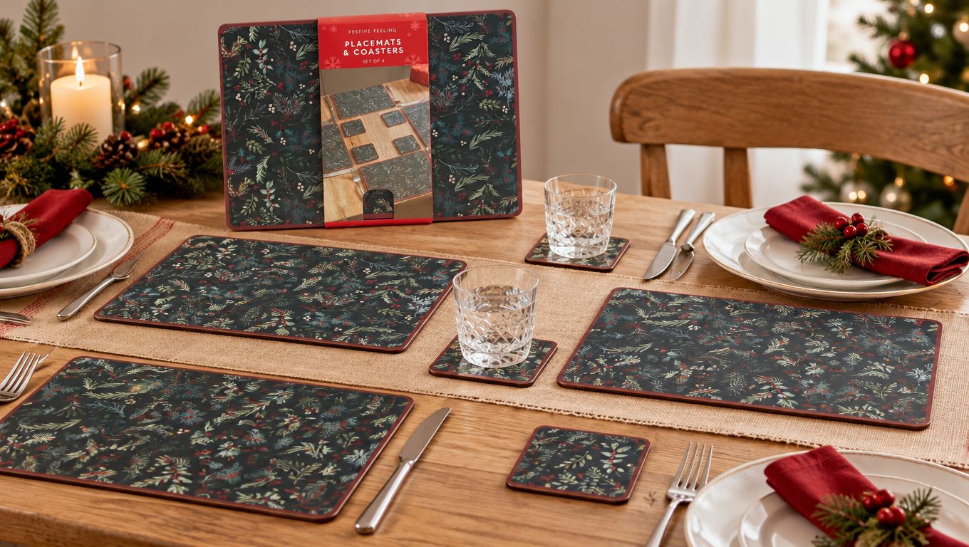 Elevate Your Holiday Dining with Our Christmas Placemats and Coasters Set