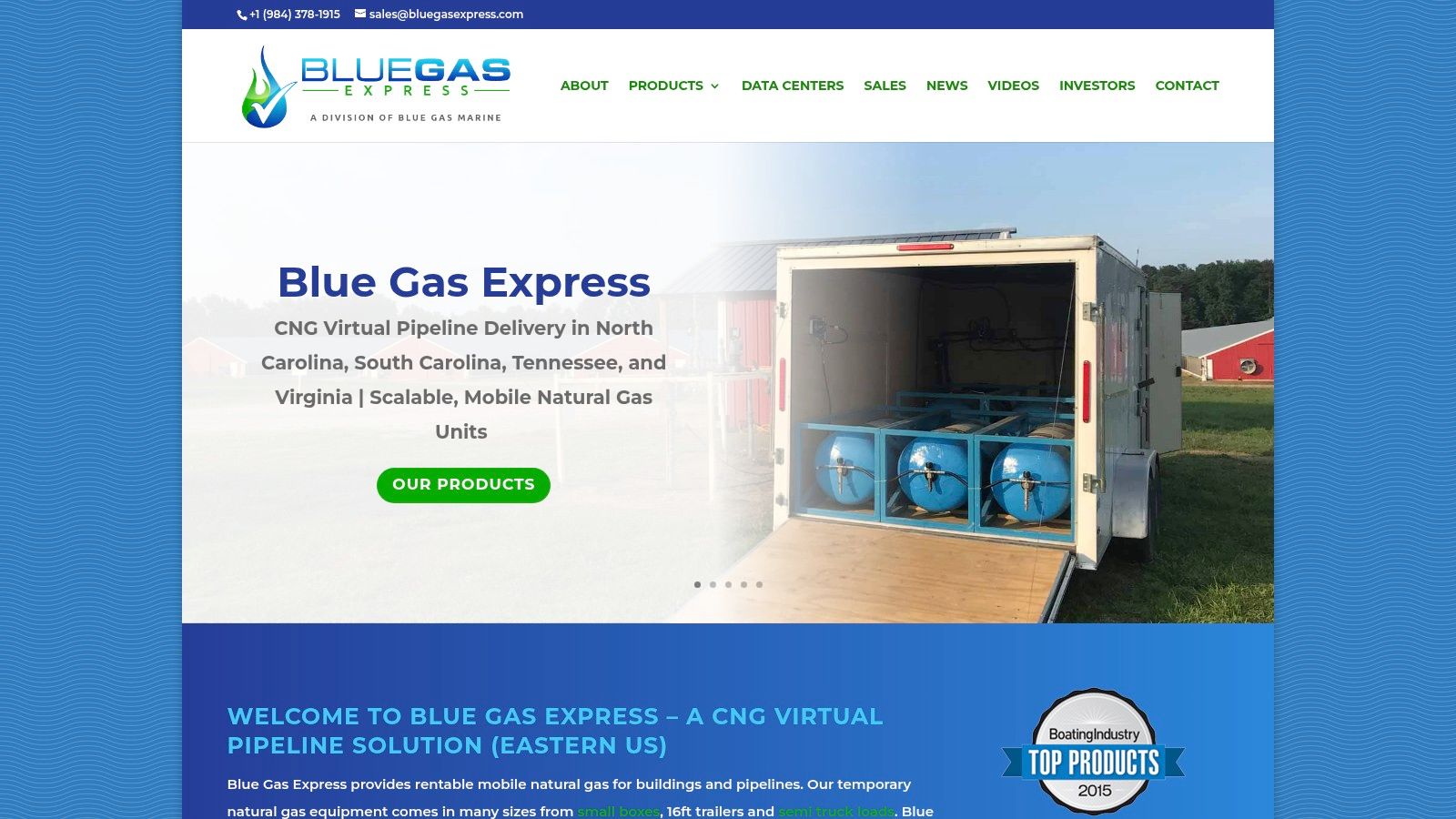Screenshot from https://bluegasexpress.com