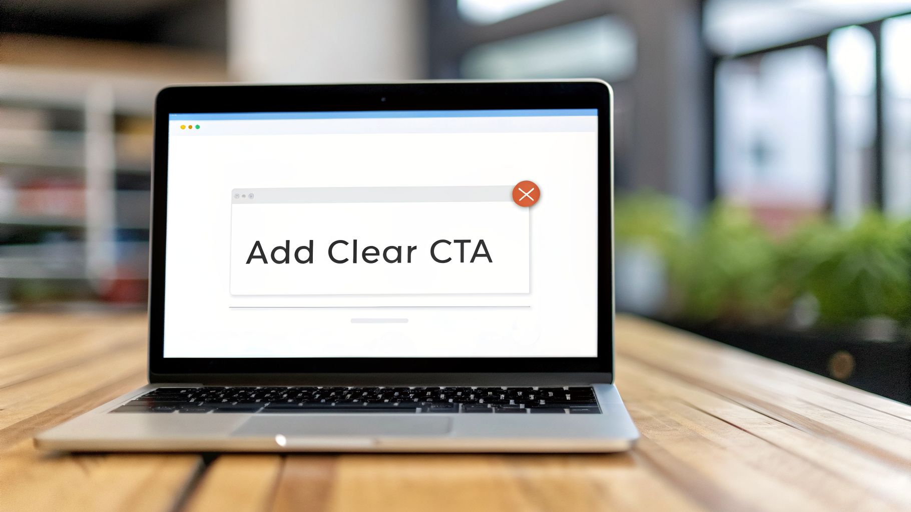 Close-up of a laptop screen showing a white popup box with the text 'Add Clear CTA'.