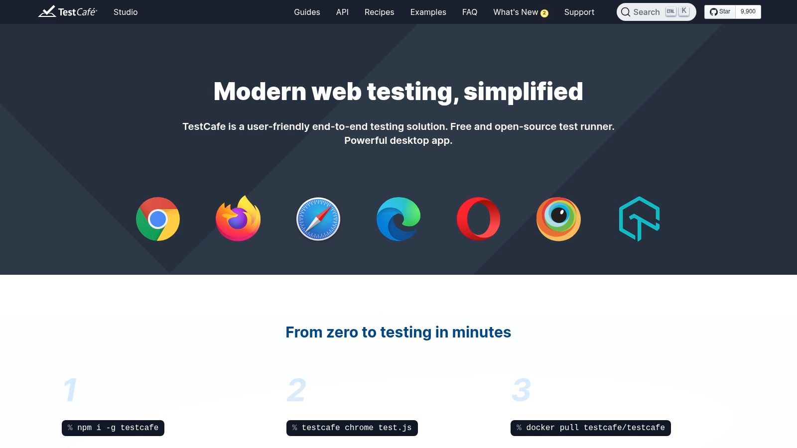TestCafe (+ TestCafe Studio and Dashboard)