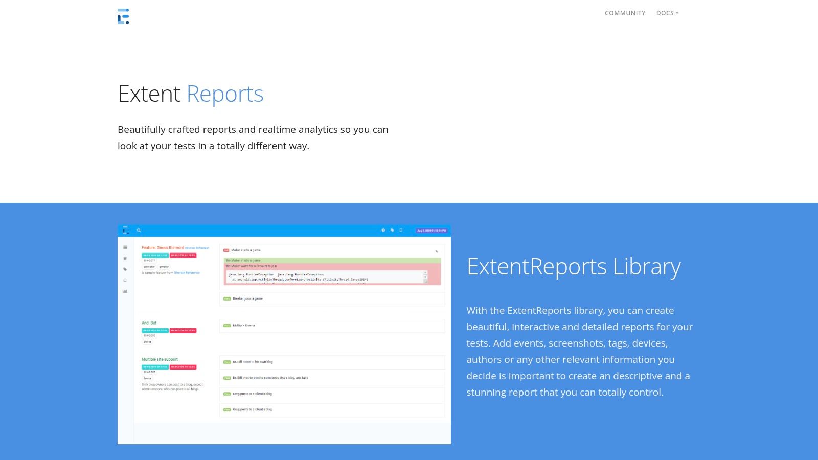 ExtentReports dashboard