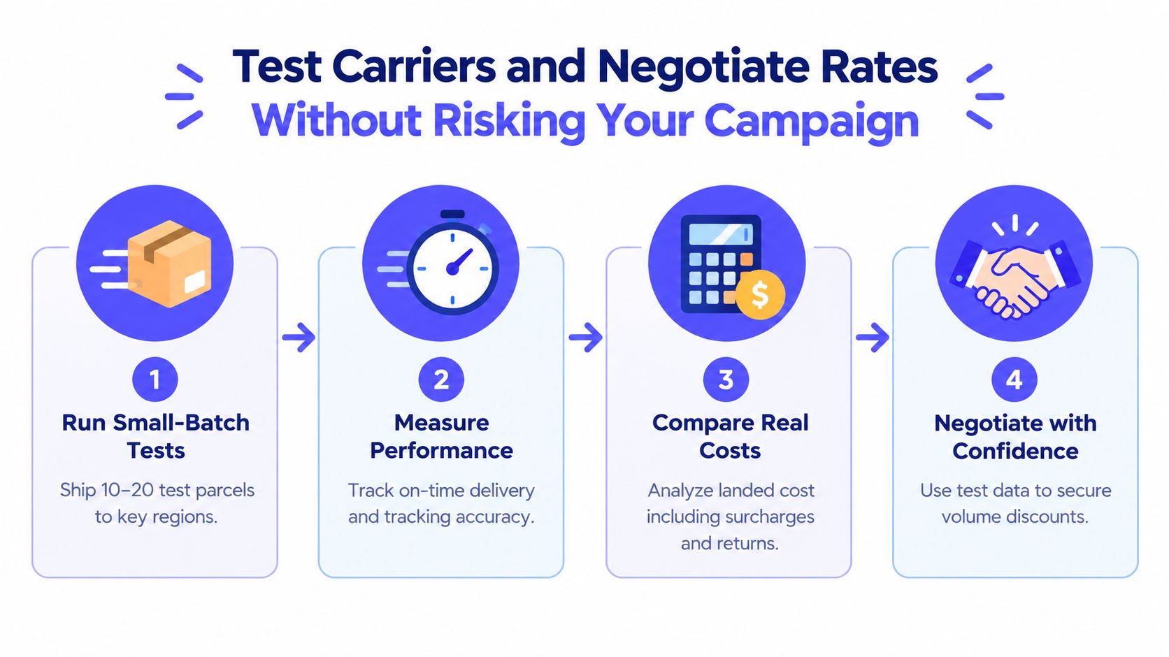 A four-step process for testing shipping carriers and negotiating rates without putting your campaigns at risk.