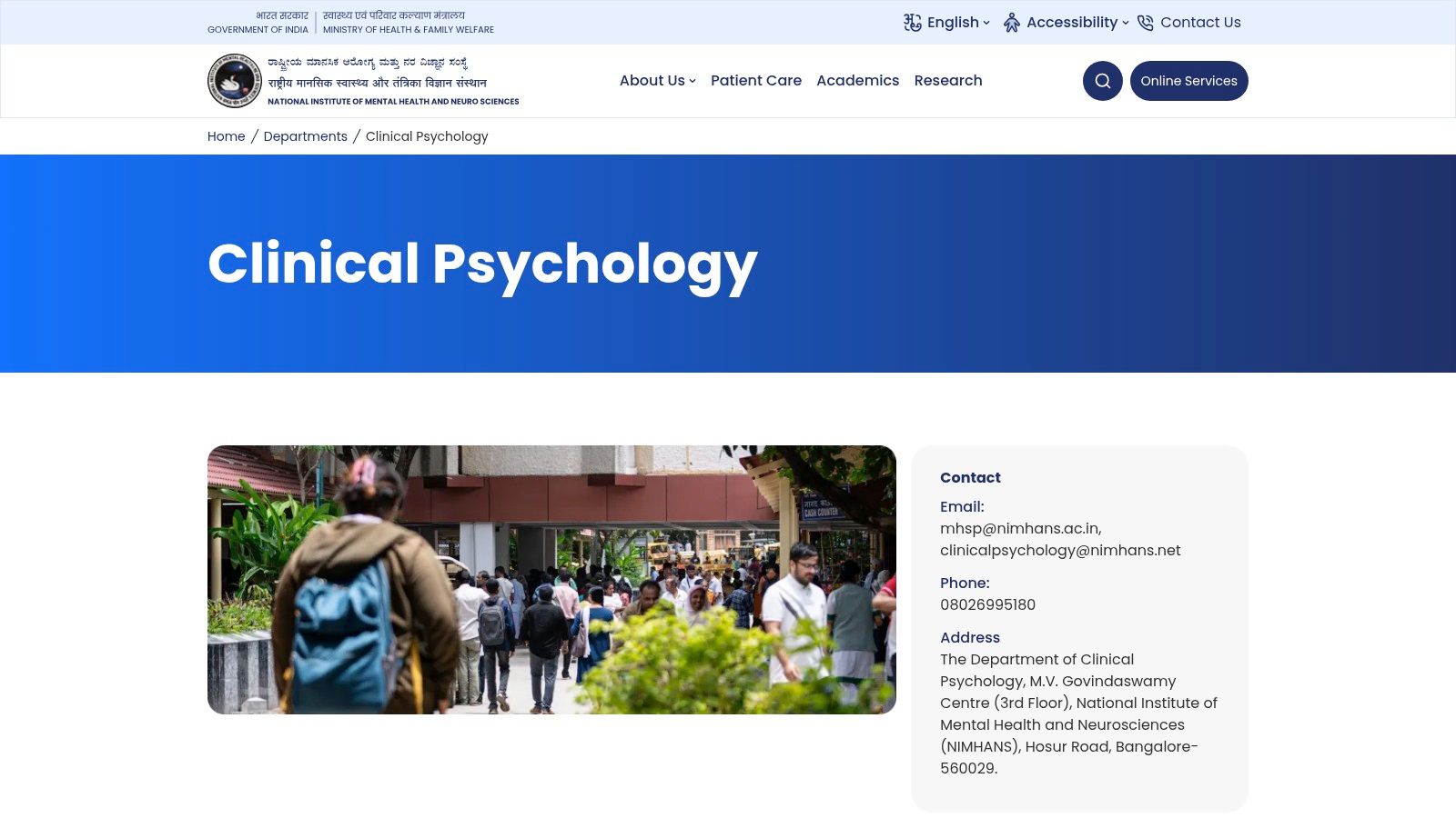 NIMHANS Department of Clinical Psychology