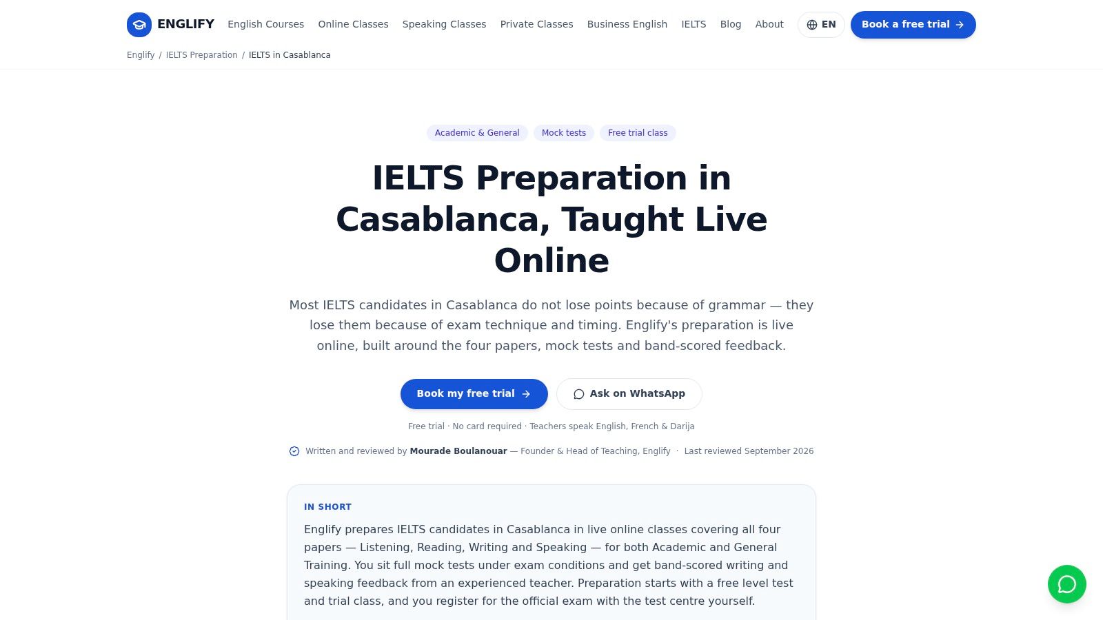 IELTS Preparation in Casablanca Online
