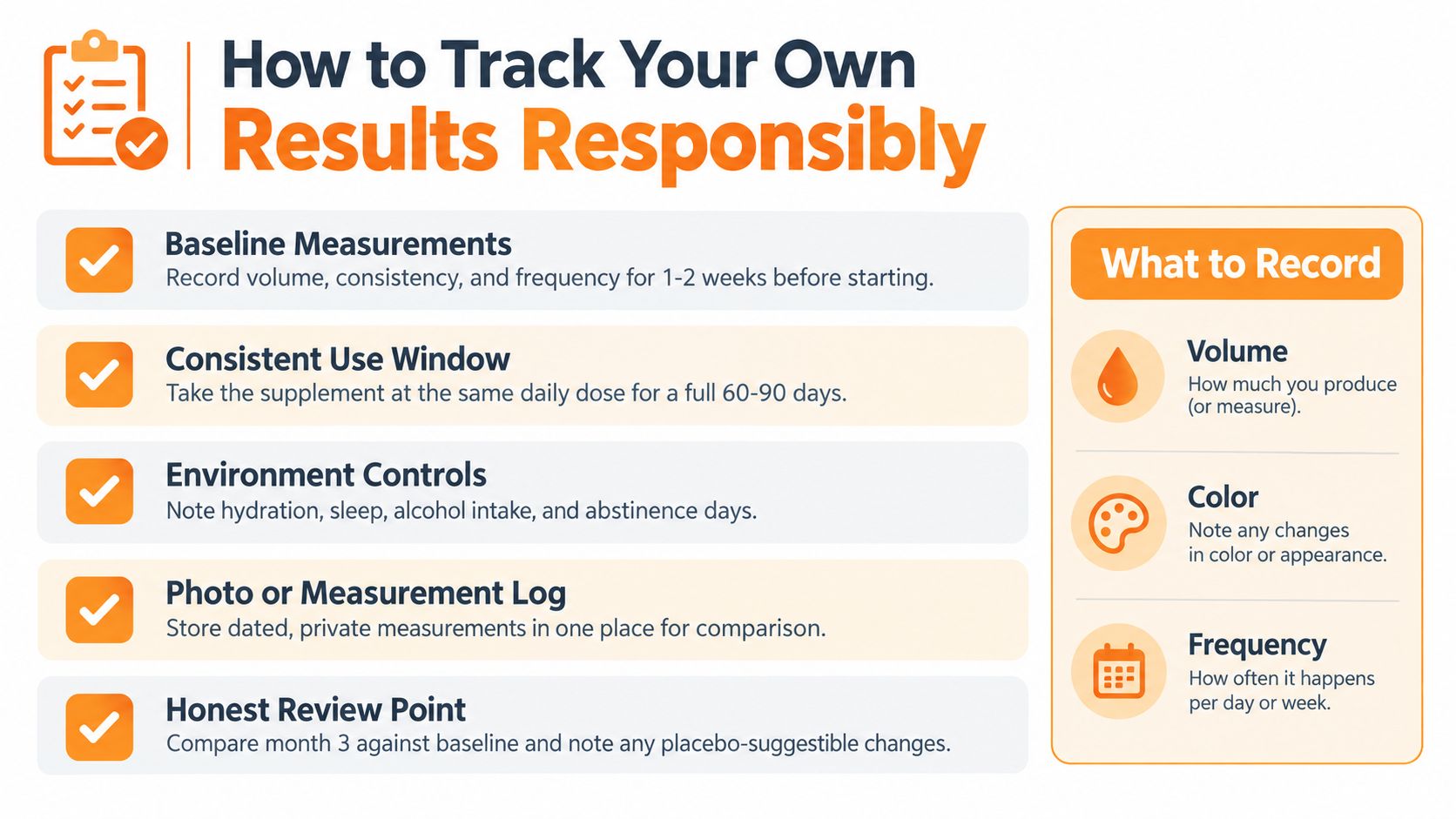 A guide on how to track personal supplement results responsibly using measurements, logs, and consistent monitoring.
