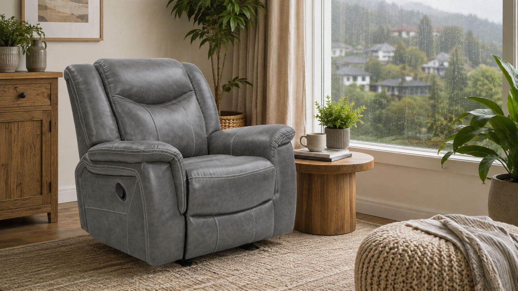 Encino - Upholstered Padded Arm Glider Recliner - Gray