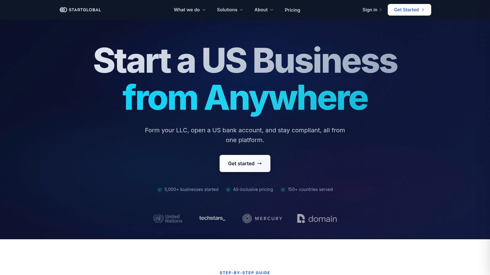 Screenshot from https://startglobal.co