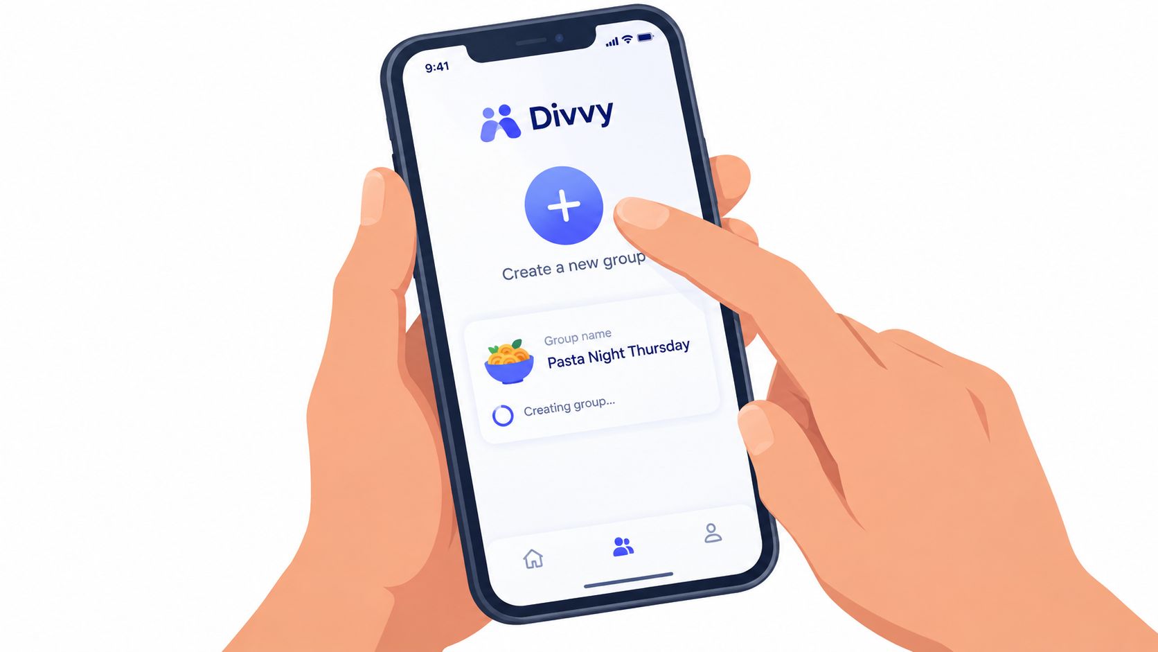 Screenshot from https://divvyapp.com/images/create-group-screen.png