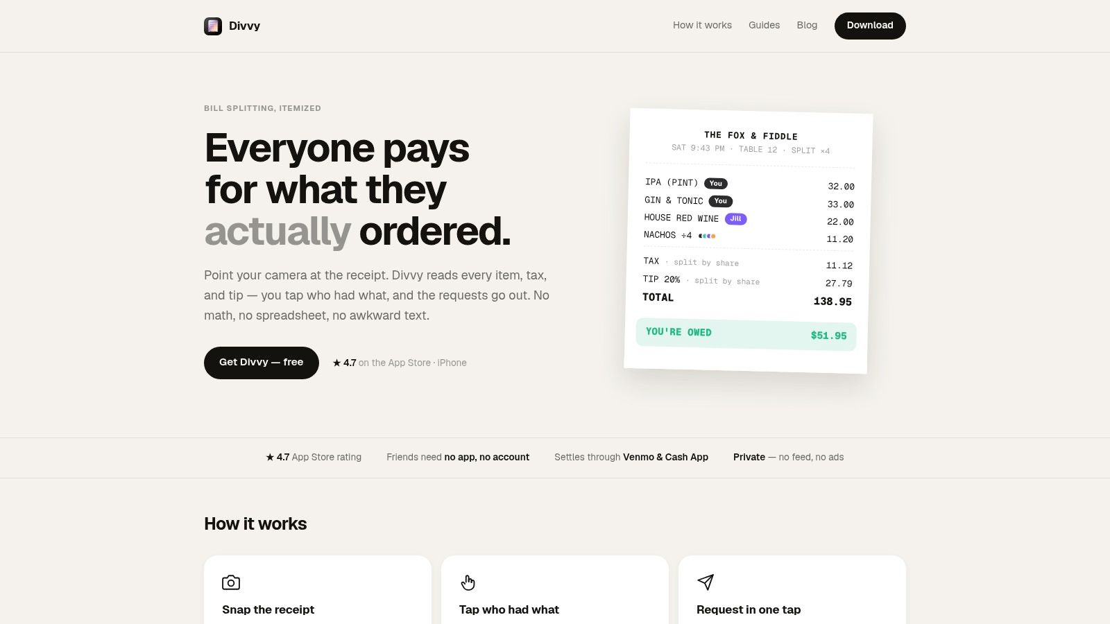 Screenshot from https://www.splitwithdivvy.com