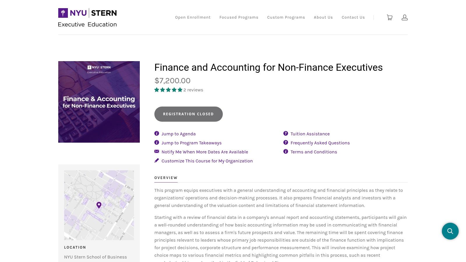 NYU Stern Executive Education Finance and Accounting for Non-Finance Executives