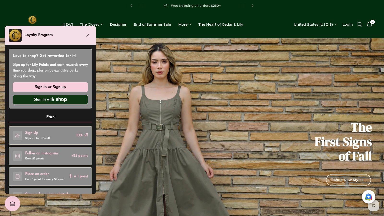 Screenshot from https://cedarandlilyclothier.com