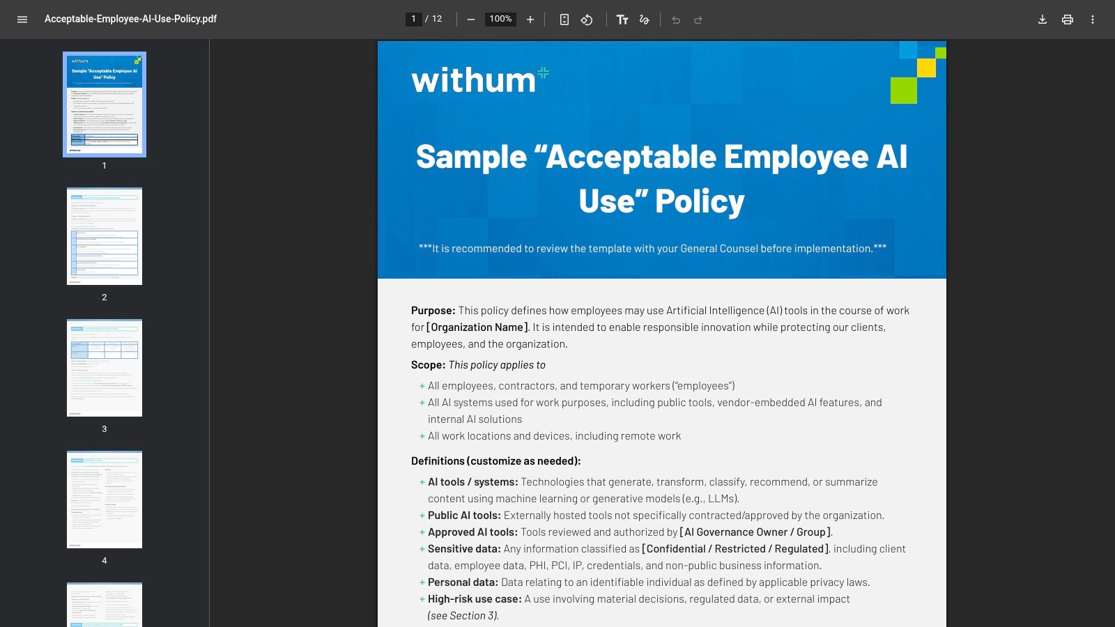 Forcepoint AI Acceptable Use Policy Template and Guide