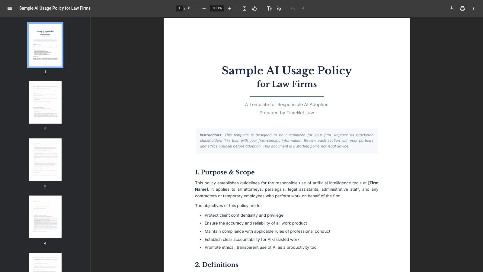 State Bar of Texas AI Acceptable Use Policy for Law Firms