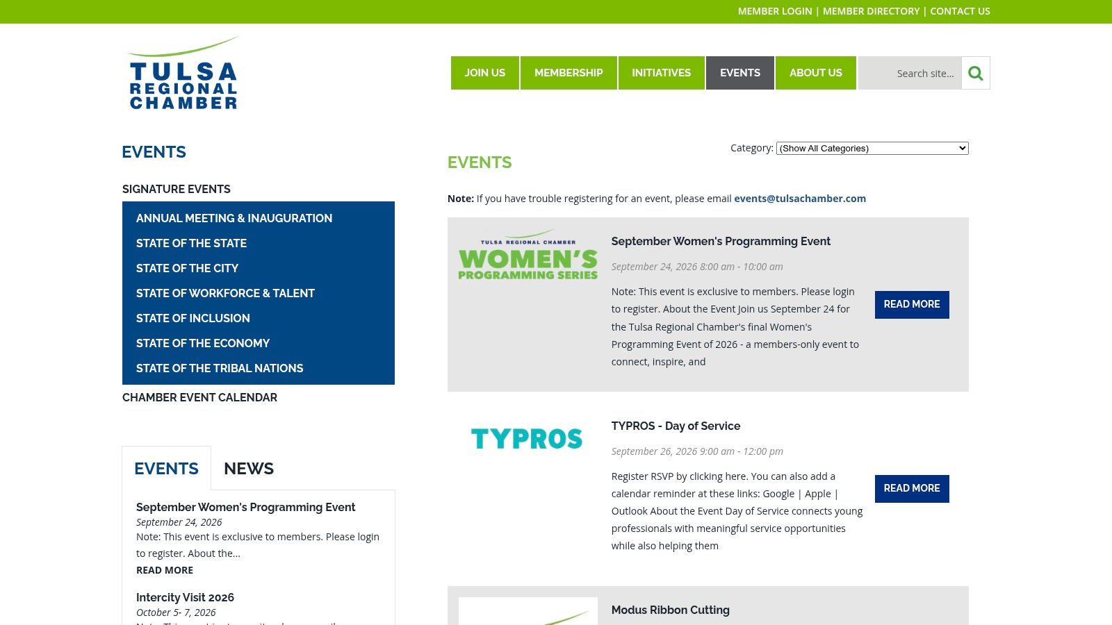Tulsa Regional Chamber, Events and Councils