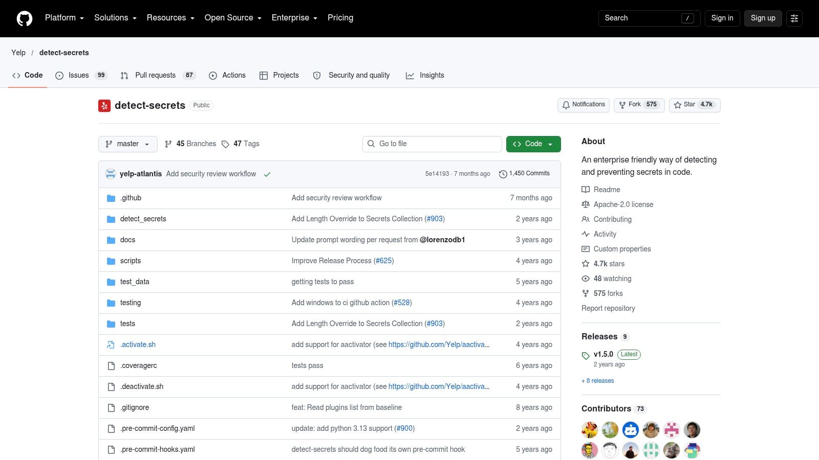 Yelp detect-secrets