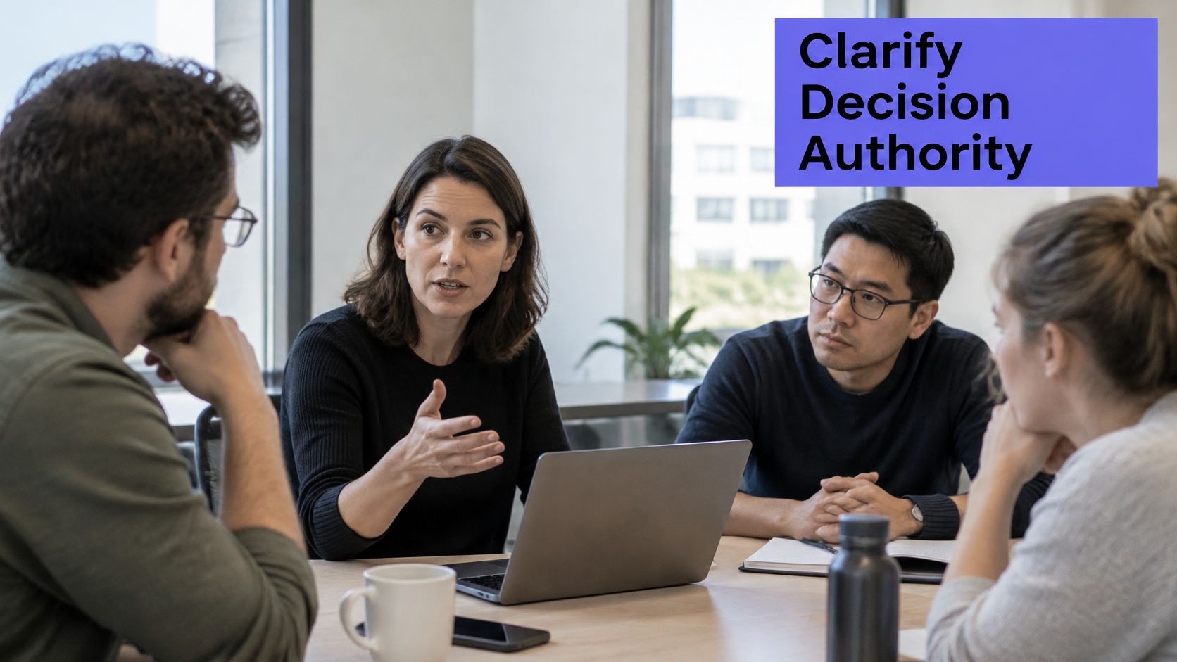 A diverse group of professionals discussing business strategies in a modern office during a collaborative meeting.