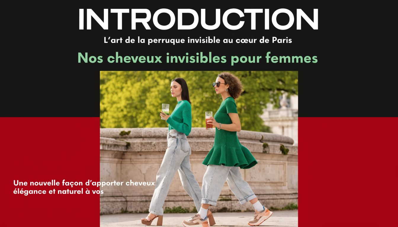 Deux femmes élégantes portant des perruques invisibles naturelles se promènent dans un cadre urbain à Paris.