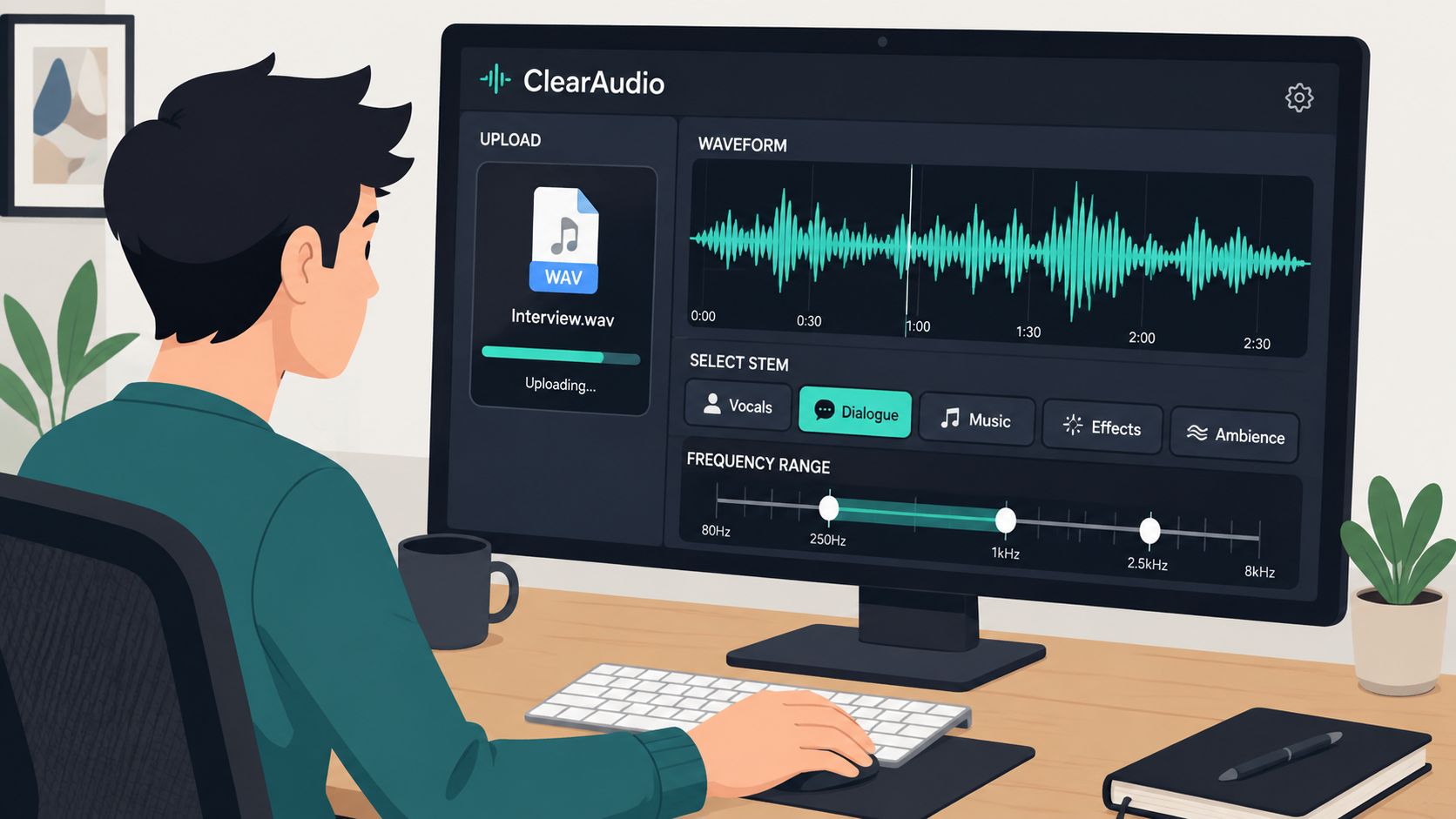 Screenshot from https://omev.ai/screenshots/clearaudio-dialogue-isolation-interface.png