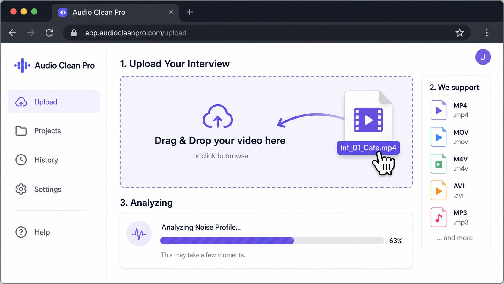 Screenshot from https://example.com/screenshots/clearaudio-upload-step.png