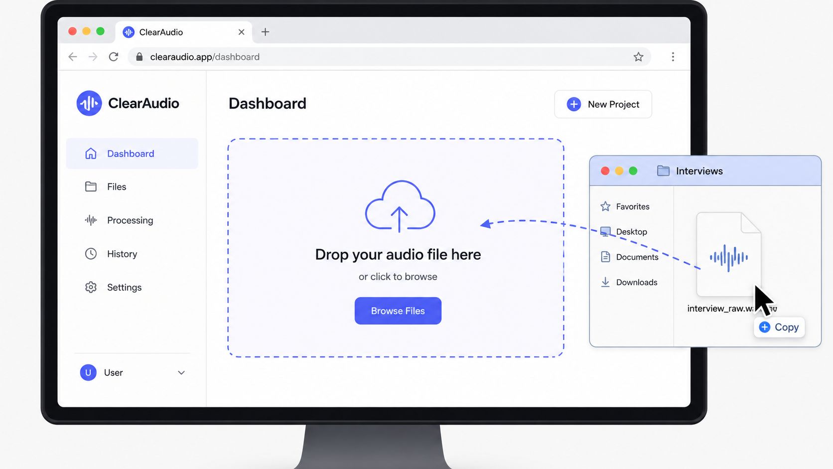 Screenshot from https://example.com/clearaudio/workflow-upload.png