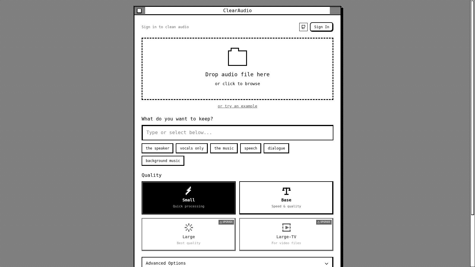 Screenshot from https://www.clearaudio.app