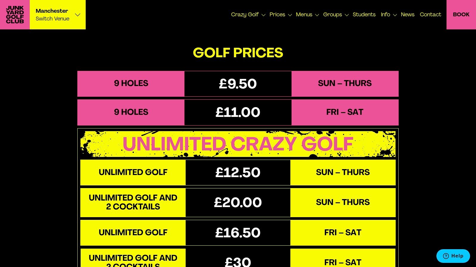 Junkyard Golf Club Manchester