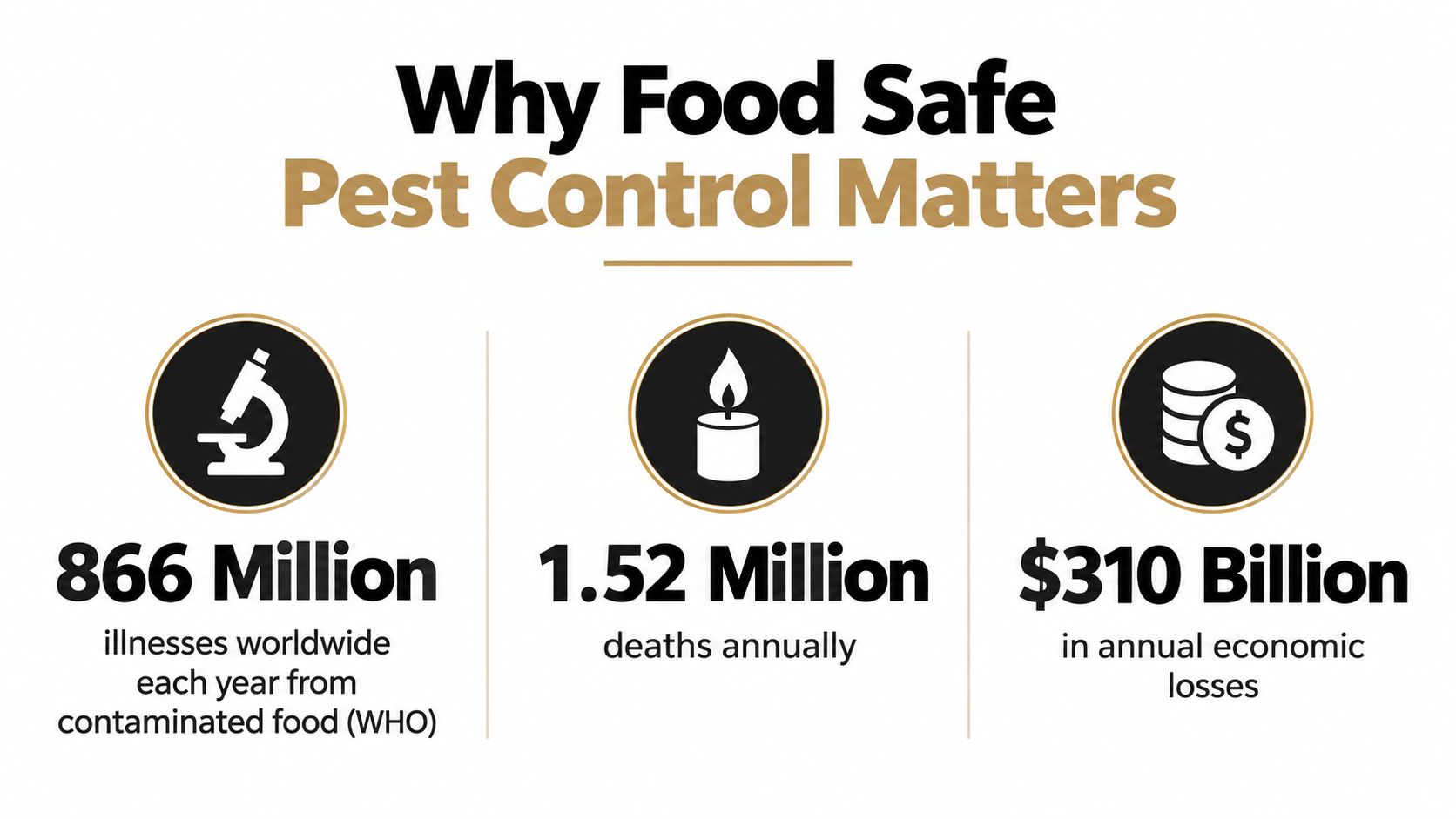 An infographic highlighting the global impact of foodborne illnesses, deaths, and economic losses due to contaminated food.