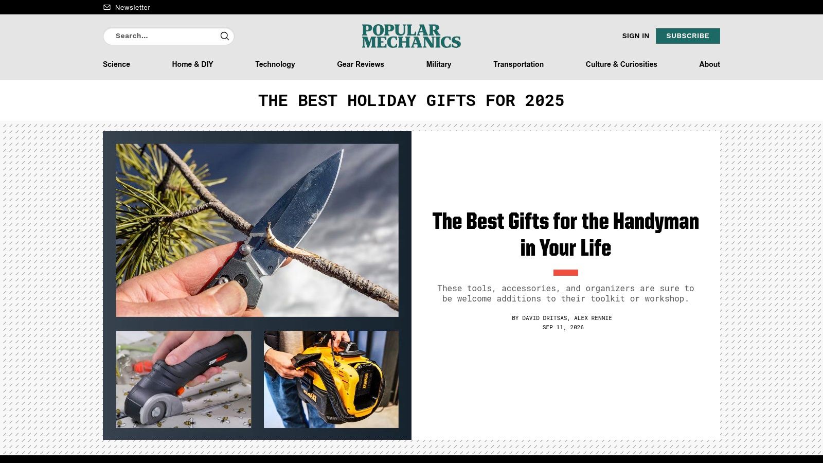 Popular Mechanics, Holiday/Christmas Gift Guides