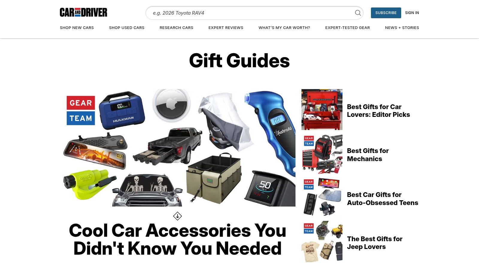 Car and Driver, Gift Guides Hub