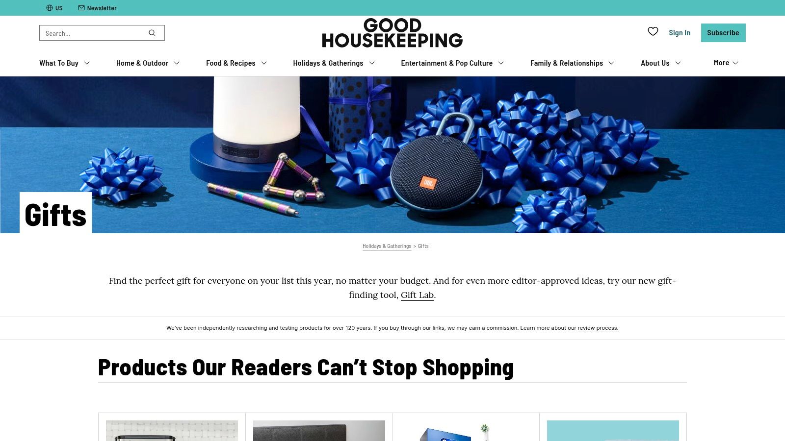 Good Housekeeping, Holiday/Christmas Gift Coverage