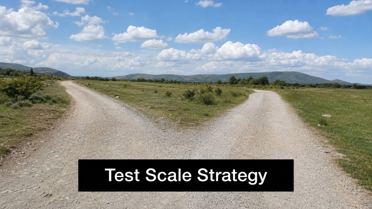 A gravel path forks into two directions across a grassy landscape under a bright blue sky.
