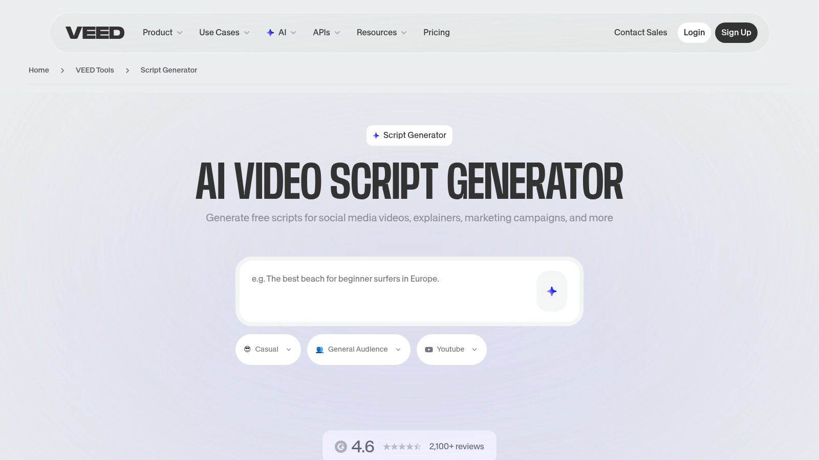 VEED – Free AI Script Generator