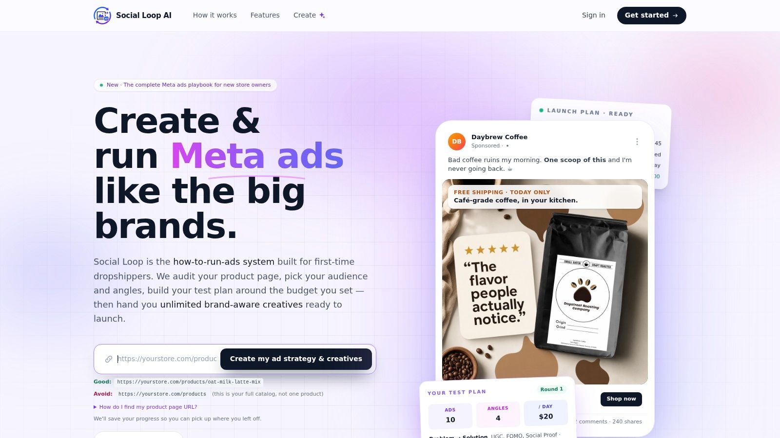 Screenshot from https://socialloopai.com