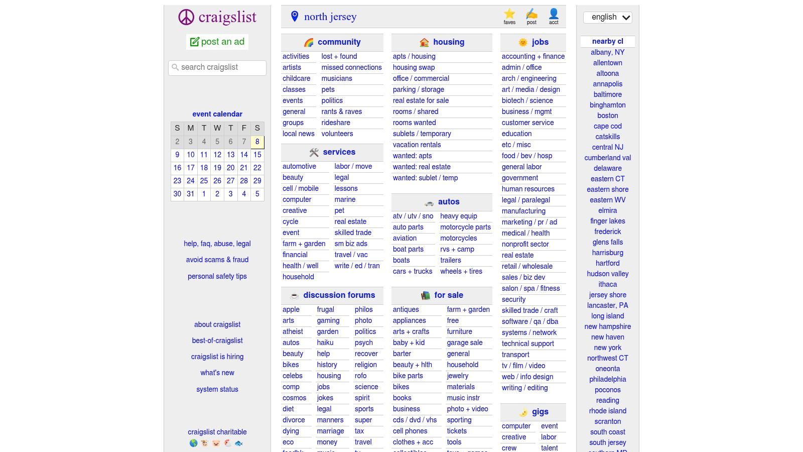 Craigslist Free Classifieds Selected Categories