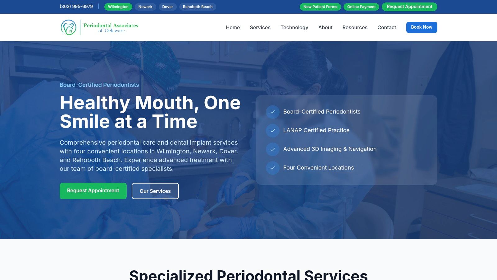Screenshot from https://perioassociatesde.com