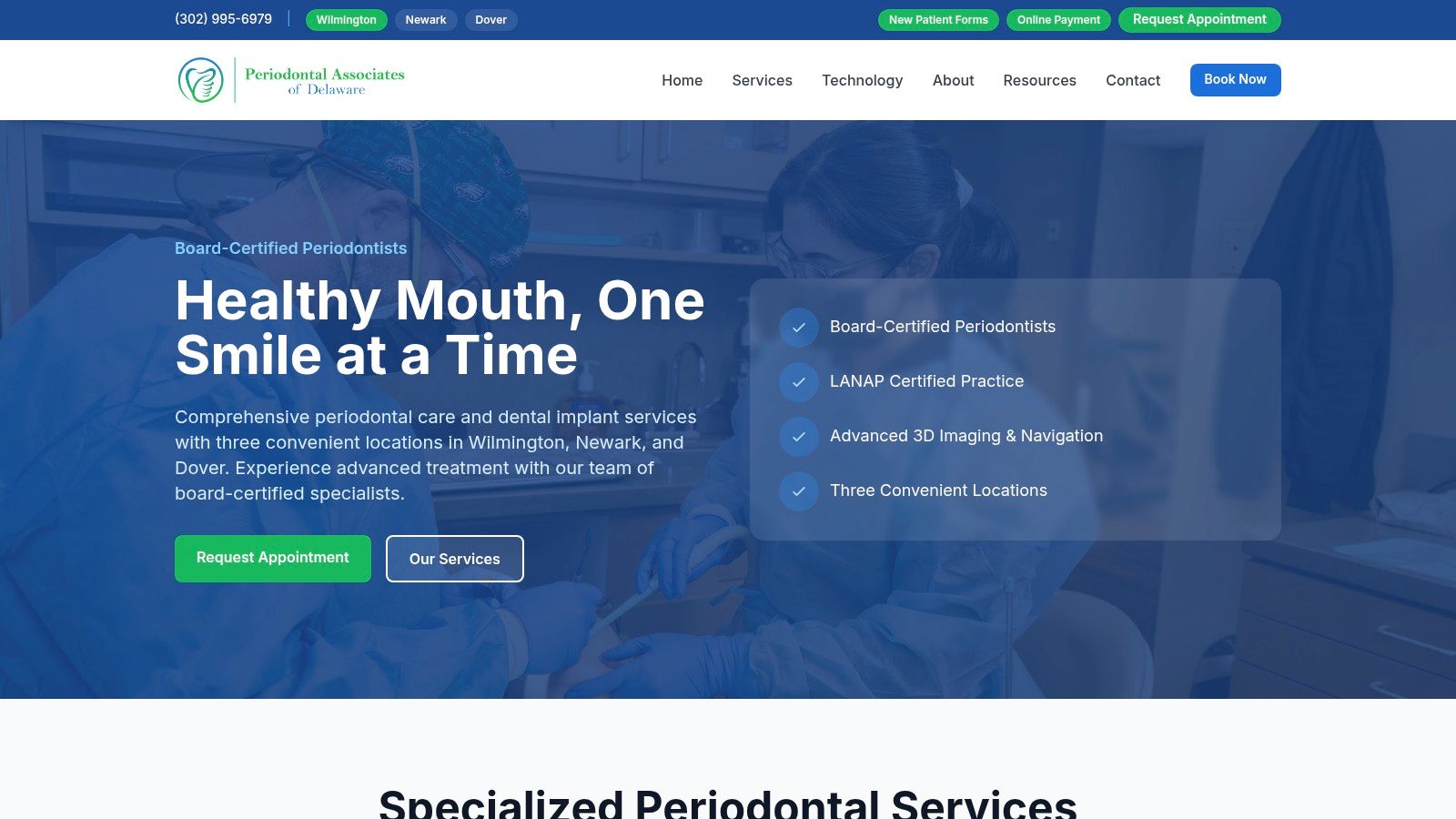 Screenshot from https://perioassociatesde.com