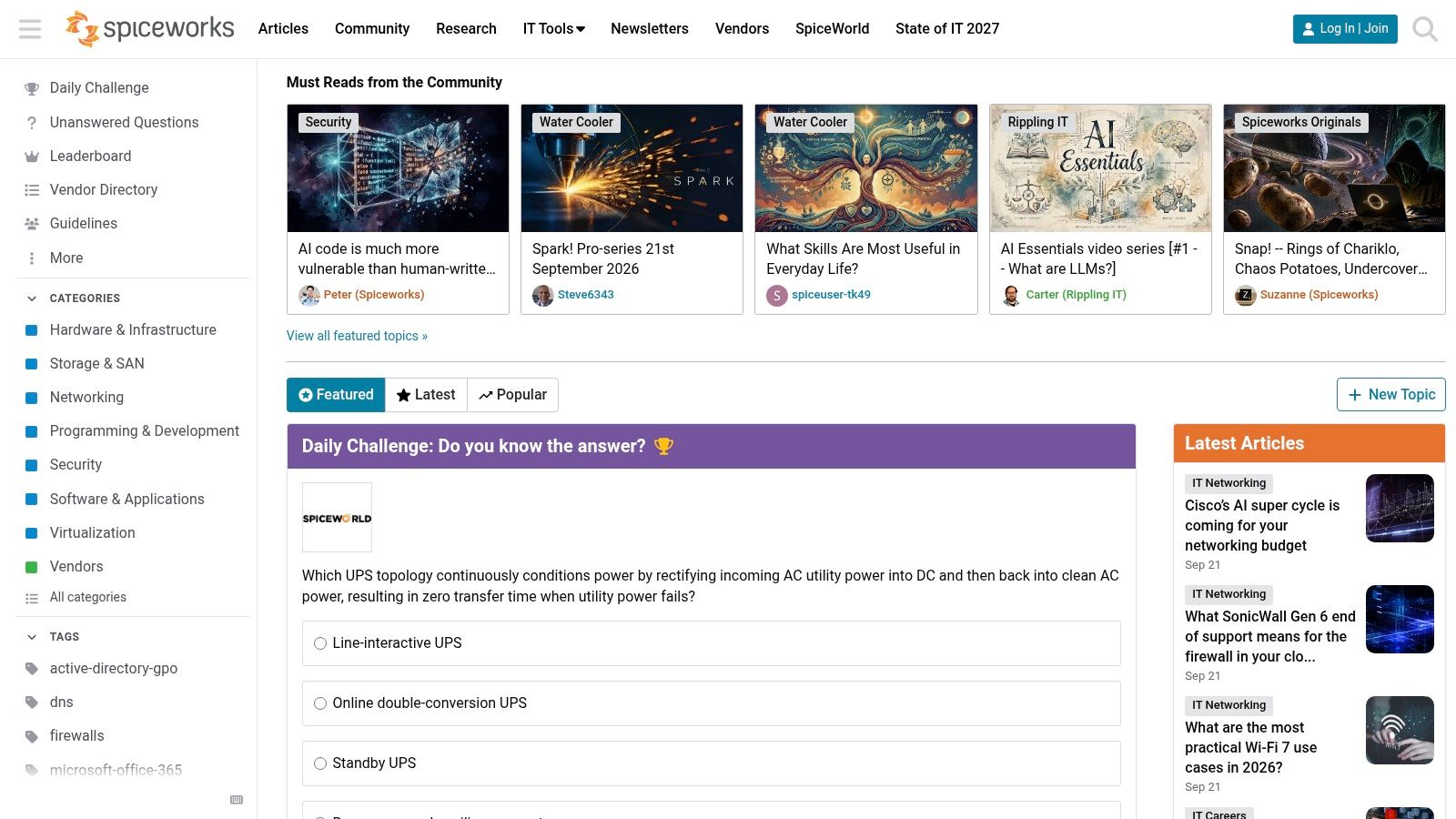 Spiceworks Community homepage