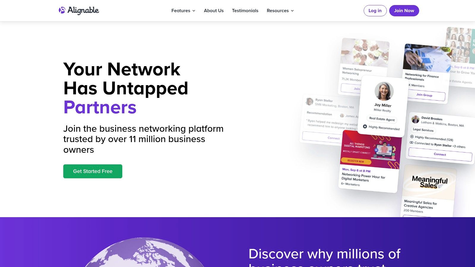Alignable homepage