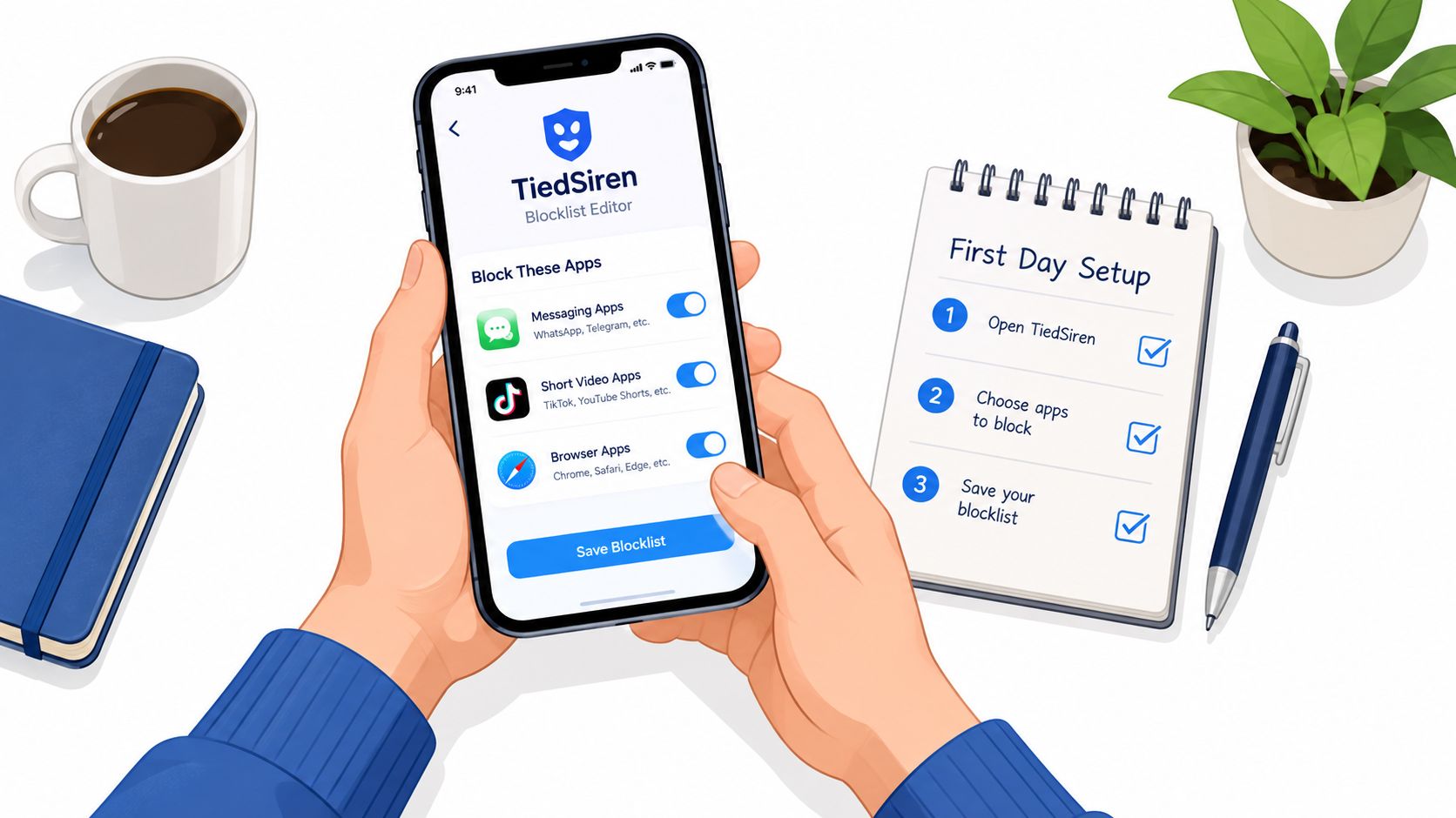 Screenshot from https://tiedsiren.app/screenshots/schedule-setup.png