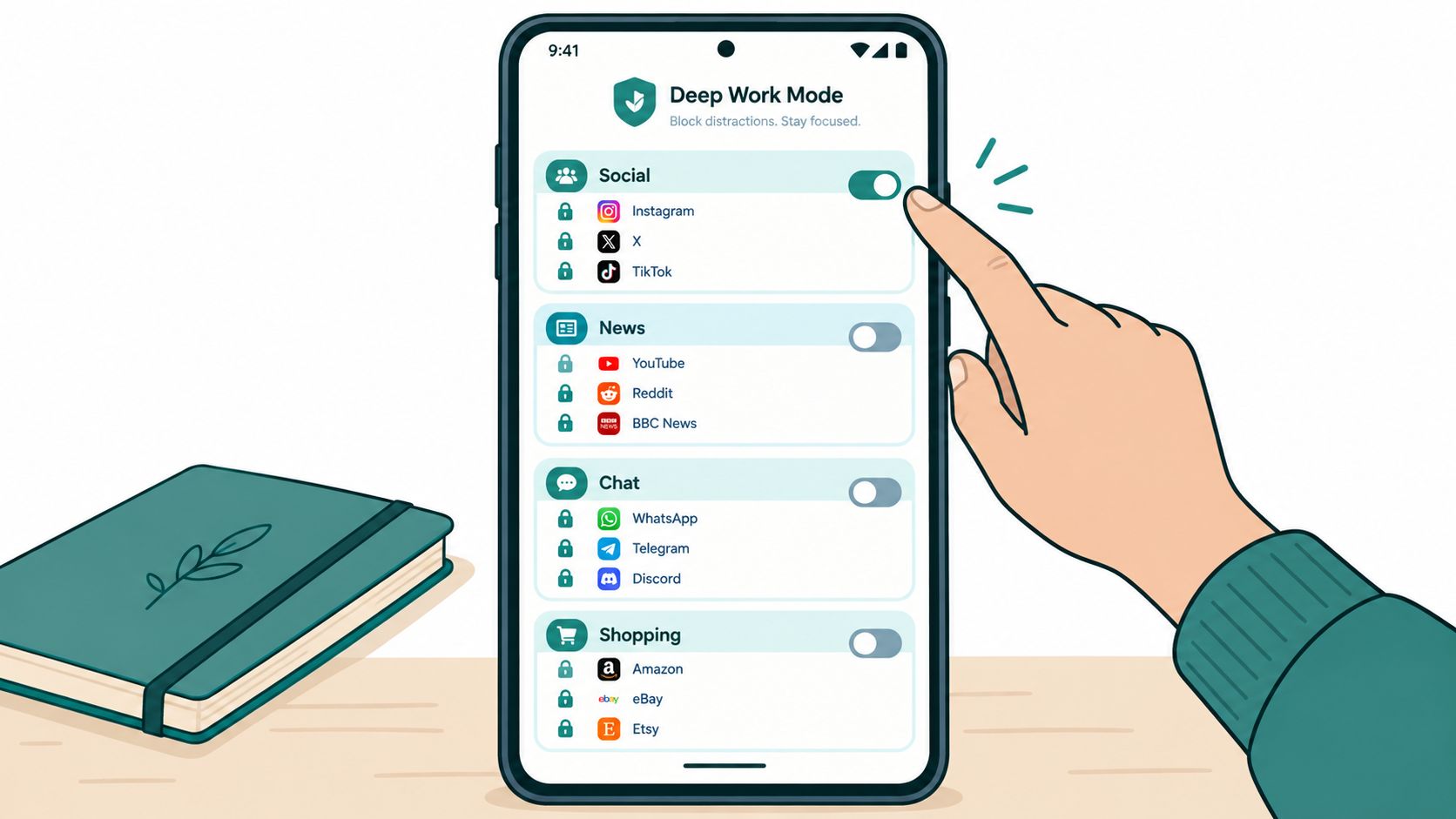 Screenshot from https://tiedsiren.app/screenshots/schedule-blocklist.png
