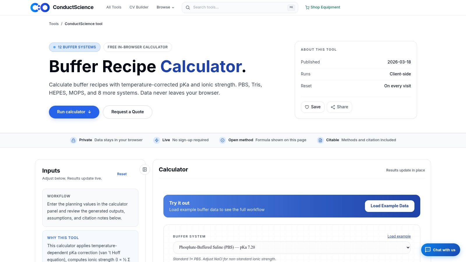 ConductScience Buffer Calculator