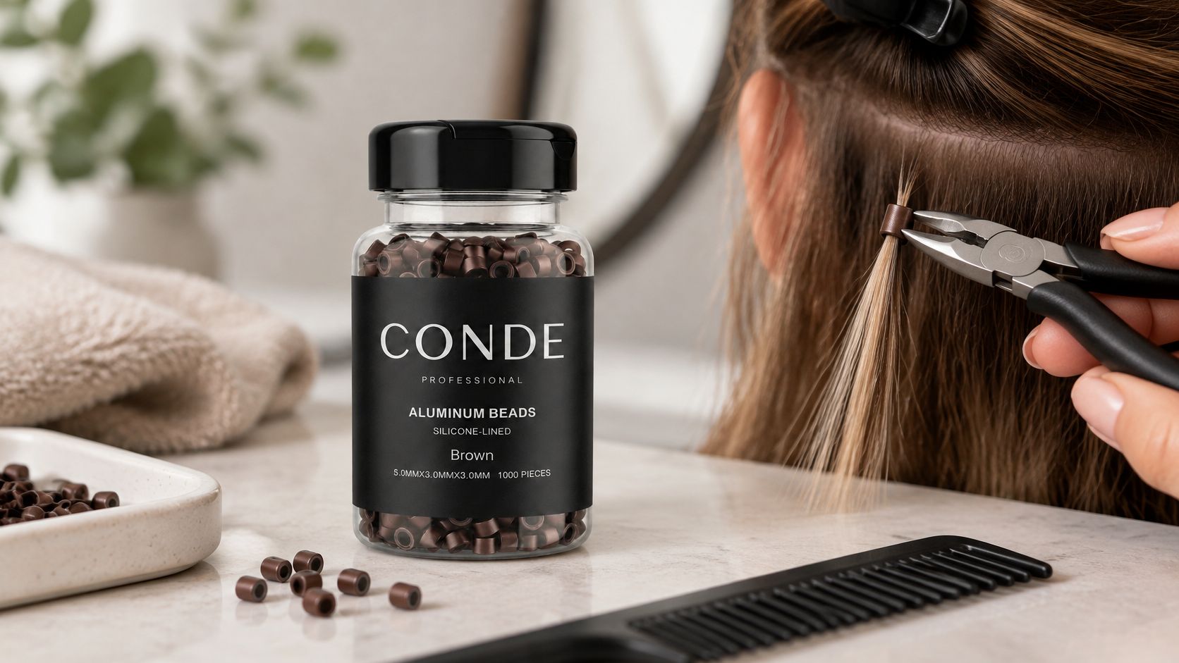 Conde Hair Aluminum Beads Silicon Lined