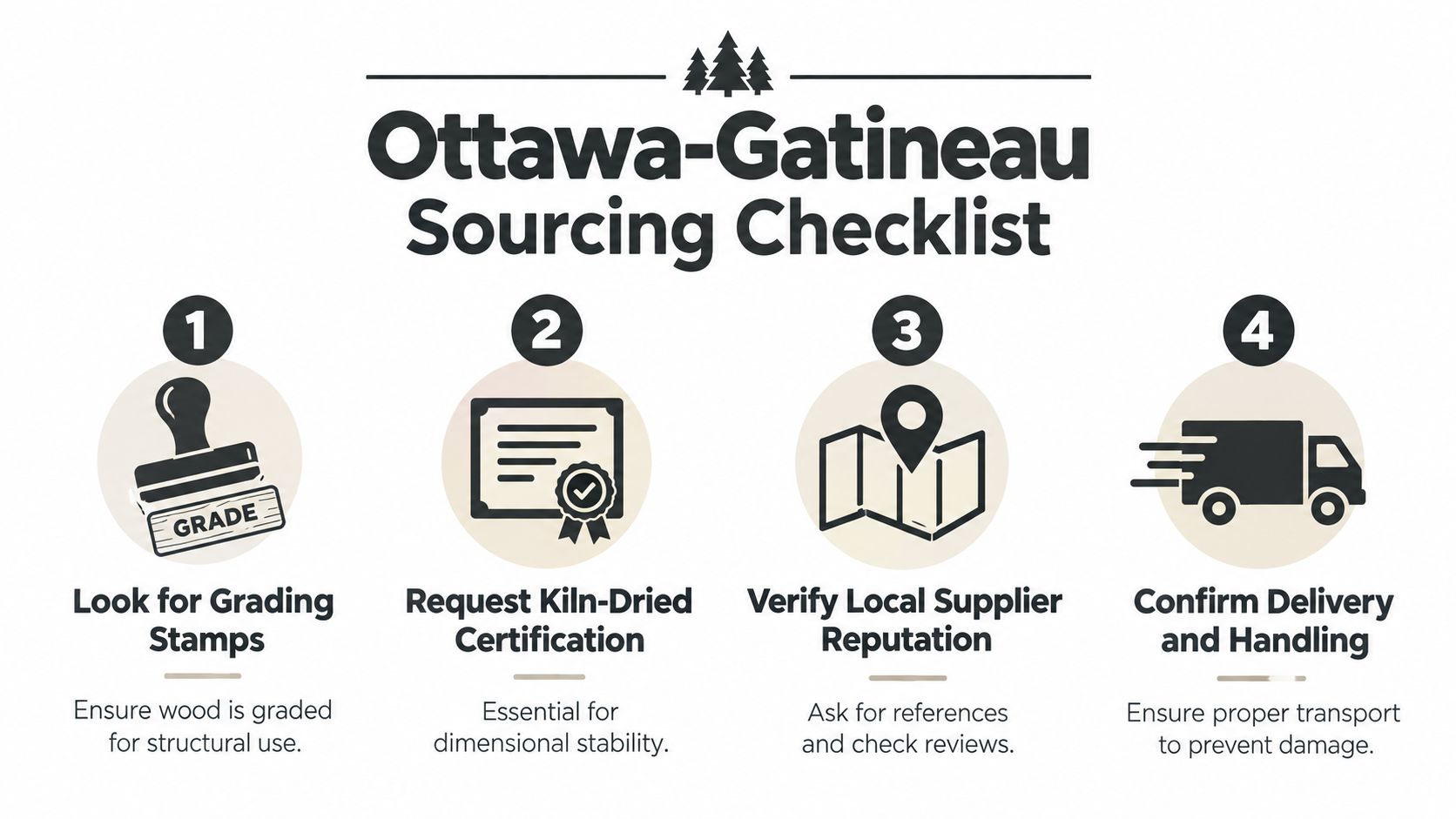 A four-step sourcing checklist for selecting high-quality wood materials for building projects in Ottawa-Gatineau.
