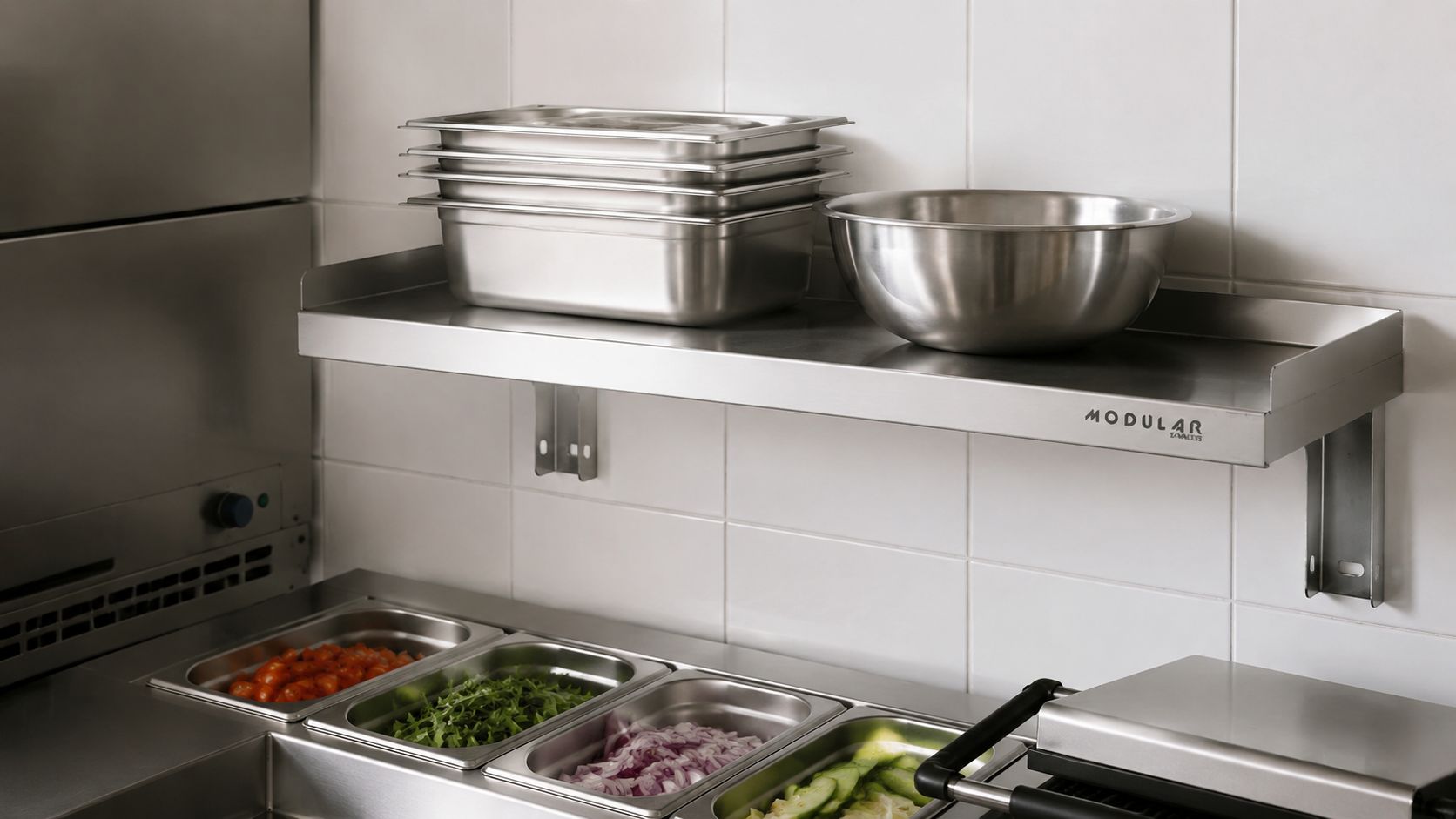 Modular Stainless Solid Wall Shelf